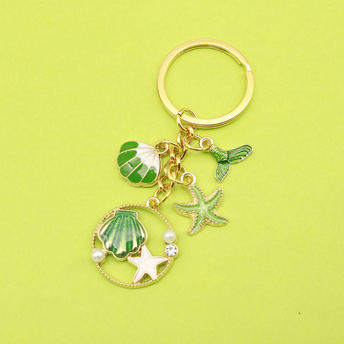 Alloy Mermaid Tail Keychain Shell Starfish Pearl Bag Charm