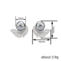 Direct Feather Stud Earrings For Women With Faux Pearl And Micro Pave Zircon Round Jewelry view 4
