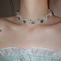 Light Luxury Faux Pearl Beaded Necklace With Crystal Heart Pendant Irregular Geometric Choker For Women view 4
