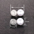 Round Geometric Faux Pearl Princess Stud Earrings For Women With Full Zircon Dress Accessory view 4