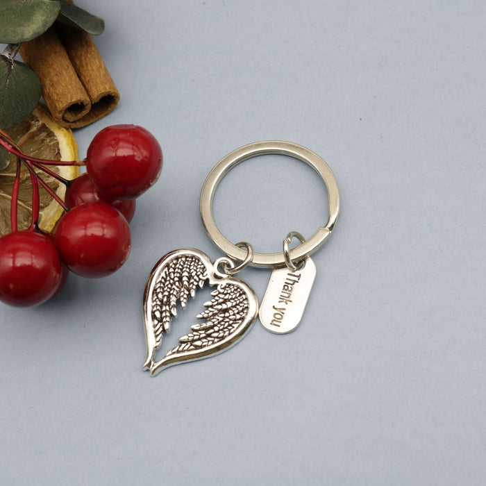 Zinc Alloy Angel Wing Letter Keychain For Key Ring Gift