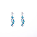 Elegant Blue Rhinestone Crystal Chain Tassel Drop Dangle Silver Needle Light Luxury Women's Earrings view 5