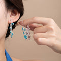 Elegant Blue Rhinestone Crystal Chain Tassel Drop Dangle Silver Needle Light Luxury Women's Earrings view 1