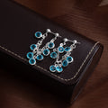 Elegant Blue Rhinestone Crystal Chain Tassel Drop Dangle Silver Needle Light Luxury Women's Earrings view 3