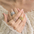 Vacation Style Leaf Ring For Women, Three Color Feather Shape Glossy Niche Fashion Jewelry view 3