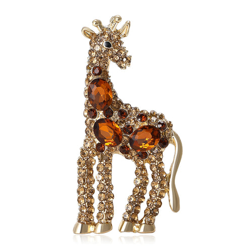 Alloy Rhinestone Giraffe Brooch For Versatile Clothing Decoration