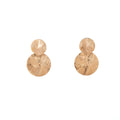 French Elegant Round Hammered Alloy Metal Stud Drop Earrings, Vintage Luxury Statement Disc Earrings view 5