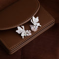 Elegant Silver Alloy Butterfly Tassel Studs With Pearl And Purple Crystal Charms Women's Vacation Earrings view 4