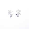 Elegant Silver Alloy Butterfly Tassel Studs With Pearl And Purple Crystal Charms Women's Vacation Earrings view 5