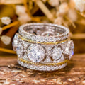 Women's Two Tone Luxury Palace Style Ring, Elegant Fashion Refined Statement Jewelry Accessory view 1