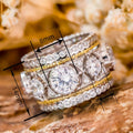 Women's Two Tone Luxury Palace Style Ring, Elegant Fashion Refined Statement Jewelry Accessory view 4