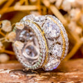 Women's Two Tone Luxury Palace Style Ring, Elegant Fashion Refined Statement Jewelry Accessory view 3
