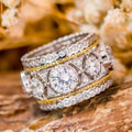Women's Two Tone Luxury Palace Style Ring, Elegant Fashion Refined Statement Jewelry Accessory view 2