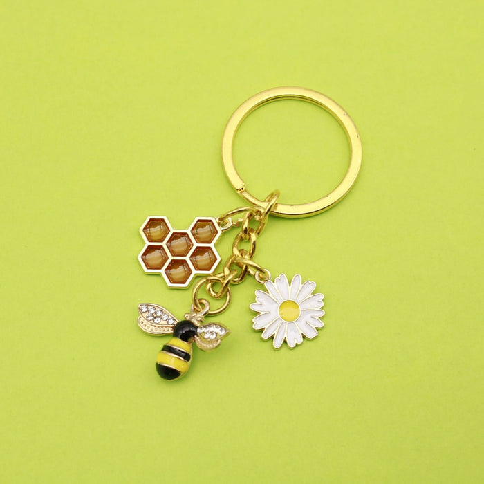 Metal Bee Sunflower Keychain Summer Bag Charm Gift