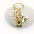 Metal Bee Sunflower Daisy Keychain Bag Charm Gift view 3