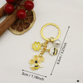 Metal Enamel Daisy Bee Flower Insect Keychain Car Charm Gift view 2