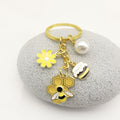 Metal Enamel Daisy Bee Flower Insect Keychain Car Charm Gift view 4