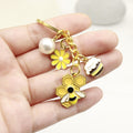 Metal Enamel Daisy Bee Flower Insect Keychain Car Charm Gift view 3