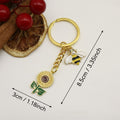Zinc Alloy Sunflower Bee Drip Oil Keychain Bag Charm Gift view 2