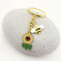 Zinc Alloy Sunflower Bee Drip Oil Keychain Bag Charm Gift view 4