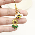 Zinc Alloy Sunflower Bee Drip Oil Keychain Bag Charm Gift view 3