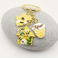 Metal Mushroom House Bee Keychain Bag Charm view 4