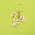 Metal Mushroom House Bee Keychain Bag Charm view 1