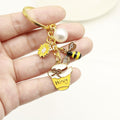 Metal Cartoon Bee Flower Pearl Keychain Bag Charm Gift view 3