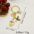 Metal Cartoon Bee Flower Pearl Keychain Bag Charm Gift view 2