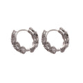 Copper Zircon Wheat Ear Round Huggie Earrings, Light Luxury Minimalist Women's Ear Jewelry view 5