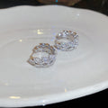 Copper Zircon Wheat Ear Round Huggie Earrings, Light Luxury Minimalist Women's Ear Jewelry view 4