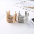 Gold and Silver Woven Wire Wide Open Cuff Bracelets view 2