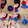 Summer Red Blue Acrylic Tassel Drop Earrings Geometric Beach Vacation Statement Jewelry for Women view 1