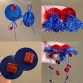 Summer Red Blue Acrylic Tassel Drop Earrings Geometric Beach Vacation Statement Jewelry for Women view 2