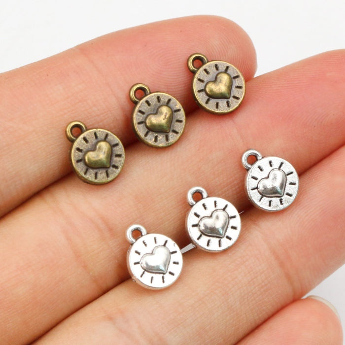 Alloy Tiny Heart Pendant DIY Jewelry Charm For Necklaces Bracelets And Accessories 10x8mm 0.7g