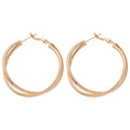 Copper Smooth Double Layer Crossed Circle Hoop Earrings For Women, Geometric Minimalist Style view 5