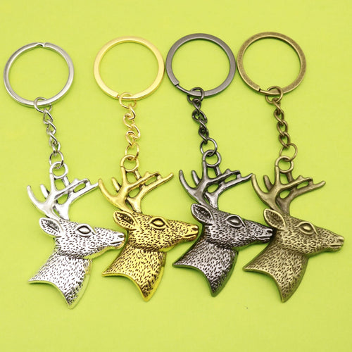 Zinc Alloy Minimalist Deer Head Keychain Bag Charm