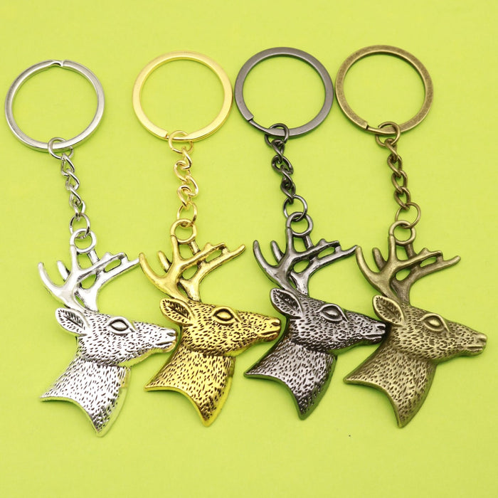 Zinc Alloy Minimalist Deer Head Keychain Bag Charm