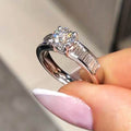 Micro Pave Geometric Ring For Women, Luxury Style Finger Ring For Wedding Engagement Dinner view 3