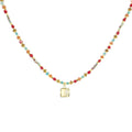 Vintage Palace Style Cat Eye Stone Crystal Beaded Square Pendant Necklace For Women view 5