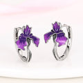 Metal Edged Morning Glory Flower Enamel Earrings, Pastoral Style Daily Floral Jewelry view 2
