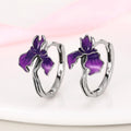 Metal Edged Morning Glory Flower Enamel Earrings, Pastoral Style Daily Floral Jewelry view 3