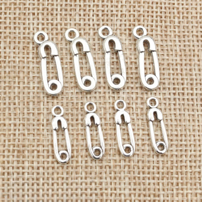 Alloy Safety Pin Pendant Charms For DIY Jewelry Accessories Necklace Bracelet Two Sizes