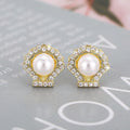Shell Bead Faux Pearl Stud Earrings For Women, Elegant Daily Wear Fashion Jewelry view 2