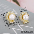 Shell Bead Faux Pearl Stud Earrings For Women, Elegant Daily Wear Fashion Jewelry view 4