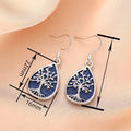 Resin Branch Water Drop Dangle Earrings For Women, Shiny Electroplated Metal Jewelry Set view 4
