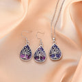 Resin Branch Water Drop Dangle Earrings For Women, Shiny Electroplated Metal Jewelry Set view 1