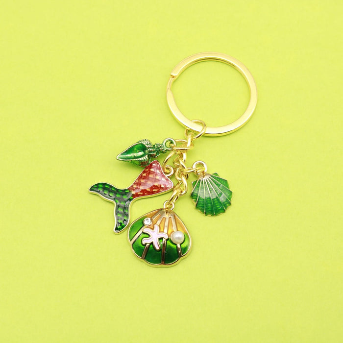 Metal Ocean Shell Starfish Keychain Bag Charm Gift