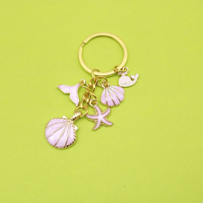 Metal Mermaid Tail Shell Starfish Keychain Bag Charm