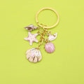 Zinc Alloy Mermaid Shell Starfish Keychain Ocean Bag Charm Gift view 1